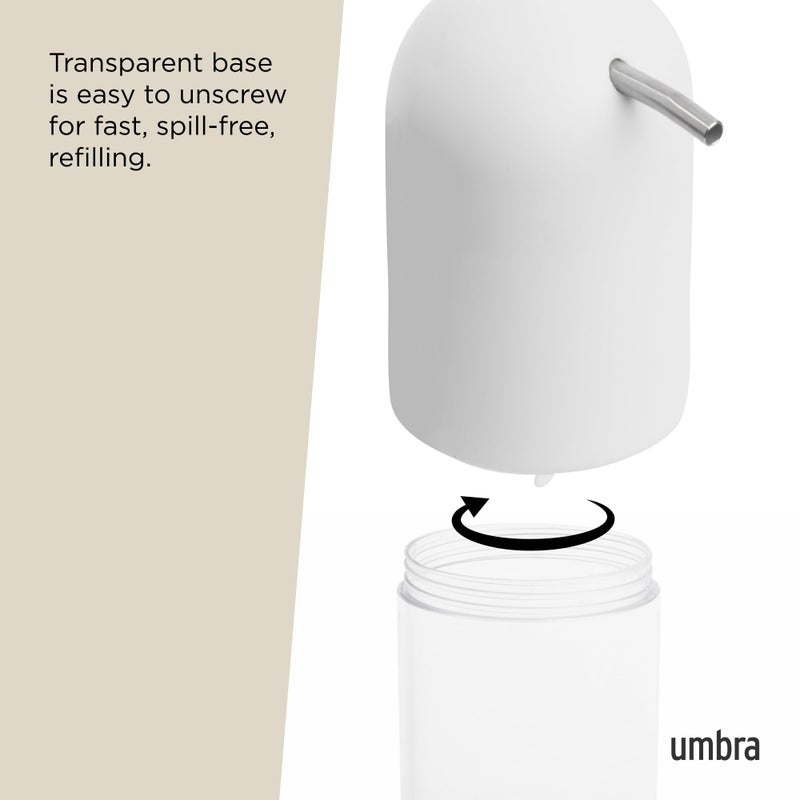 Umbra Touch Soap Dispenser Pump 13 oz (384 ml) Capacity for Liquid Soap or Hand Sanitizer, Easy to Refill, White - Image 5